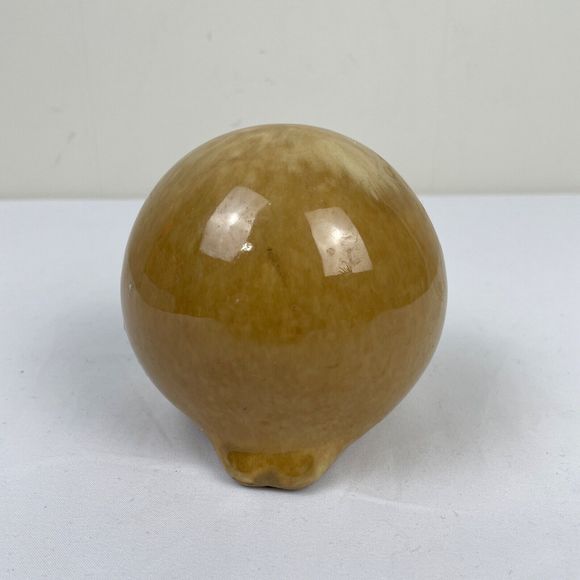 Vintage MCM Pottery Owl Round Big Eyes Tan Brown Glaze 4" - Picture 3 of 7